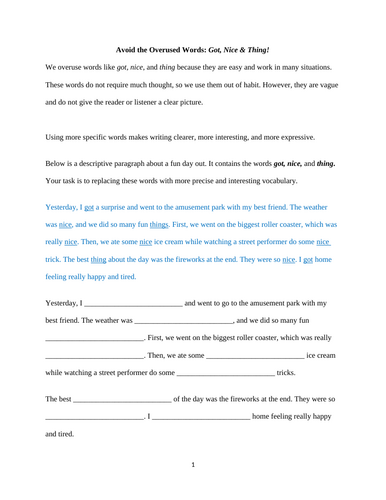 Avoid the Overused Words: Got, Nice & Thing