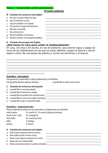 El medio ambiente booklet