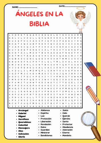 Sopa de Letras: Ángeles en la Biblia