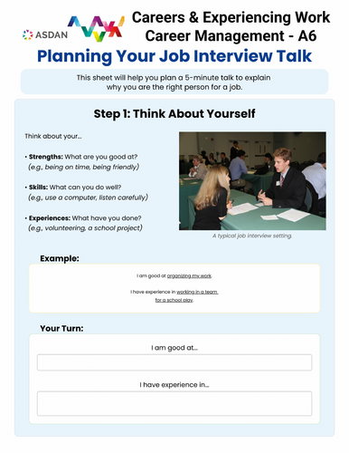 ASDAN Careers and Experiencing Work - Career Management - A6 Task