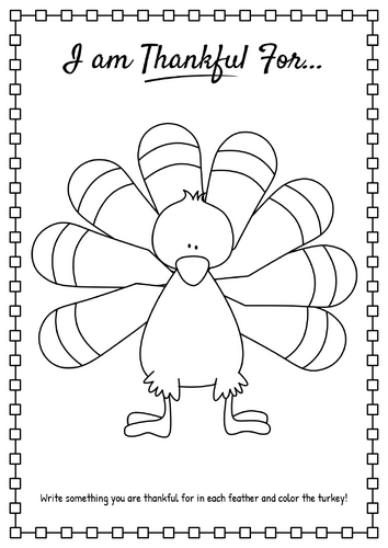 I AM Thankful for Thanksgiving Worksheets