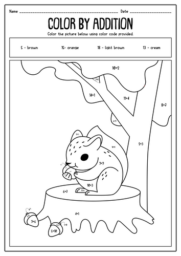 Color by Addition: Squirrel Edition