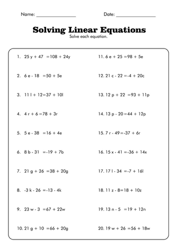 Solving Linear Equations: Algebraic Practice