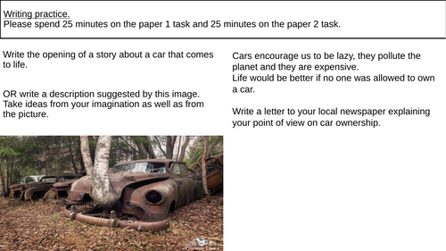 AQA GCSE English Language Paper 1 Paper 2 Writing Cover Homework Revision