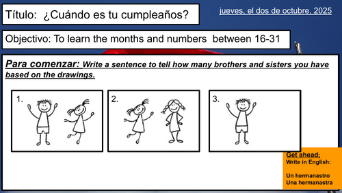 ¿Cuándo es tu cumpleaños?| When is your birthday| Spanish|KS3