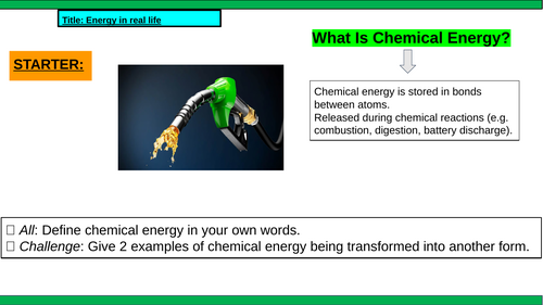 Chemical Energy full unit - this is for a low ability class struggling to engage