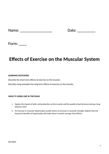 Long and Short Term effects of exercise