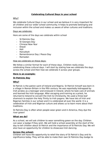 Celebrating Cultural Days in your school