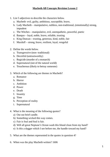 Macbeth All Concepts Revision