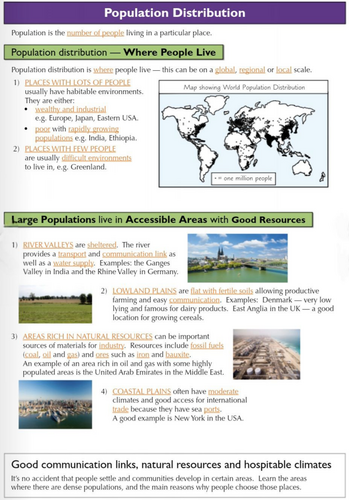 KS3 Population Revision Reading and Questions