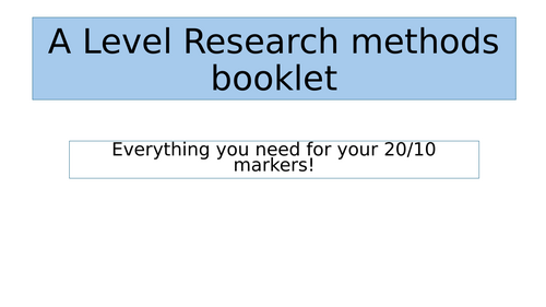 AQA Alevel Sociology Research method booklet