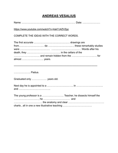 Short biography of Andreas Vesalius