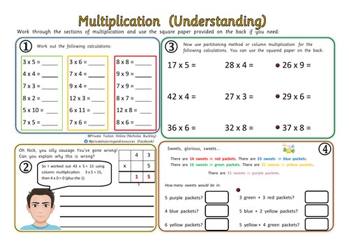 Multiplication Introduction to Column Method & Practise