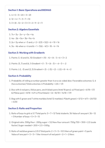 GCSE Foundation Maths Calculator Revision Practice