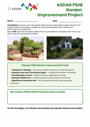 ASDAN PSHE - Improving the Look of a Garden Project