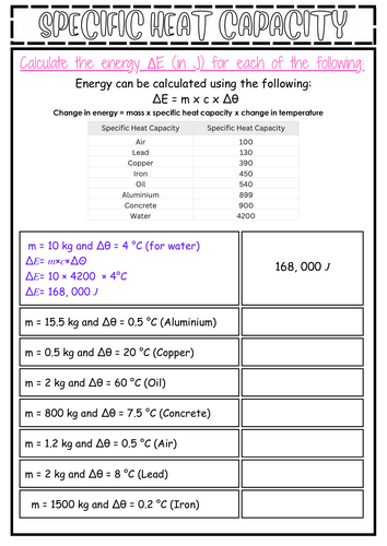 Specific Heat Capacity Calculations