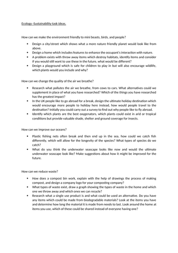 Earth Sustainability awareness