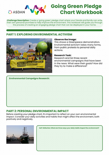 ASDAN PSHE - Going Green Pledge Chart Planner