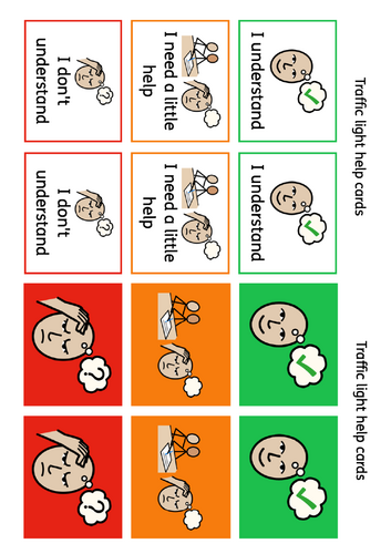 Traffic light help cards