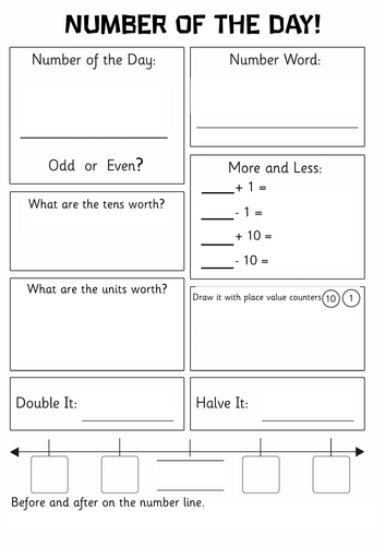 Number of the Day – KS1 Maths Activity Sheet