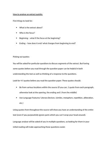 Analyse a Literary Extract In Exam Conditions