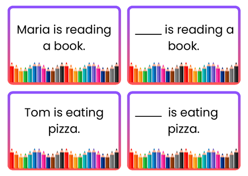 Missing pronoun sentence cards