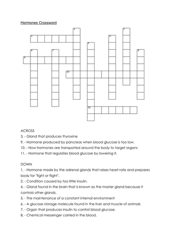 Hormones Crossword