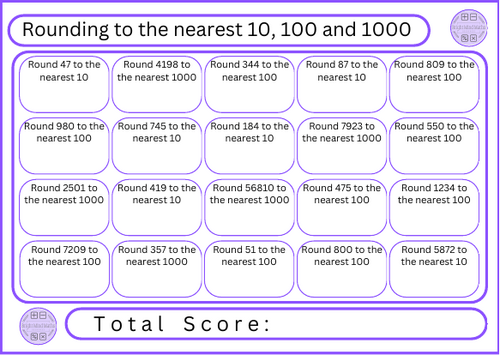 Rounding to the Nearest 10, 100 and 1000 - 20 Questions