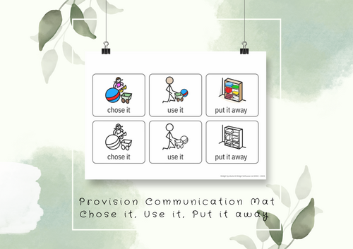 EYFS Provision Communication Mat - Choose, Use, Put away