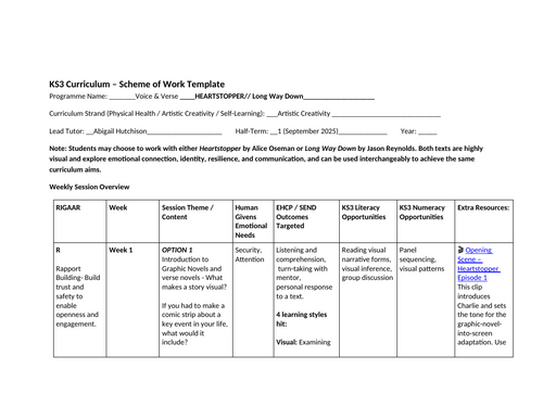 Voice and Verse KS3 curriculum for AP