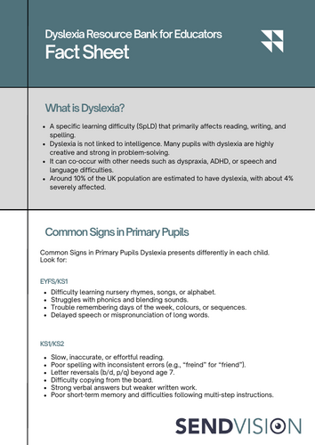 Dyslexia Fact Sheet for Educators