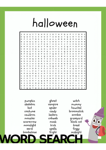 Halloween Word Search Activity Puzzle Worksheet