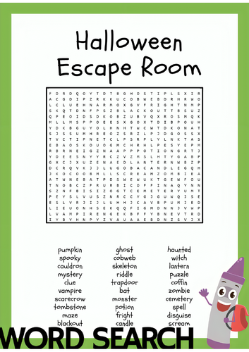 Halloween Escape Room Word Search Puzzle Activity