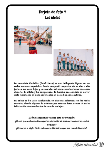 A-level Spanish - Photo Card 4 (Los modelos)