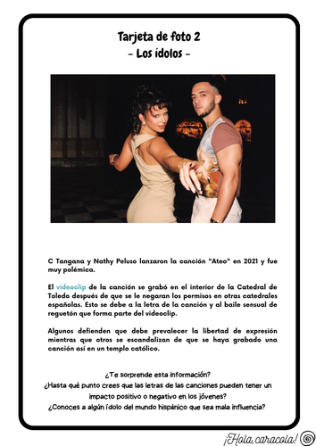 A-level Spanish - Photo Card 2 (Los valores tradicionales y modernos, Los modelos)