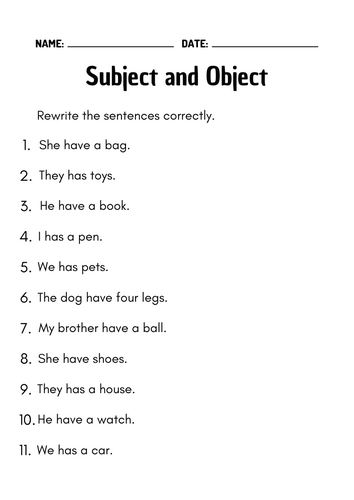 Simple Subject and Predicate Worksheet Complete Subject and Predicate Worksheet