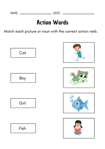 Action Words Worksheets & Activities
