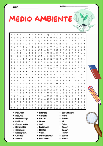 Sopa de Letras sobre el Medio Ambiente