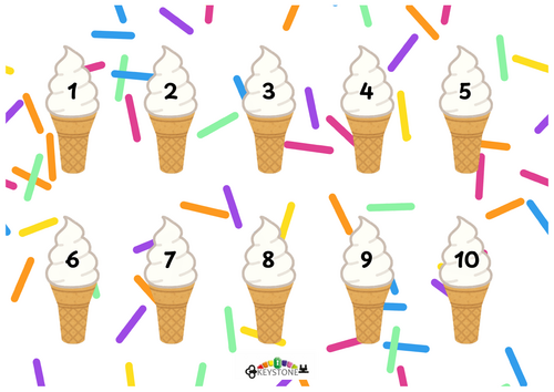 Ice cream numbers 1-10 cut out Spanish