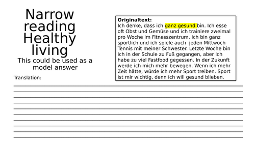 narrow reading healthy living german
