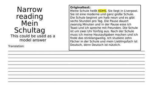 Narrow reading/translation School Year 10