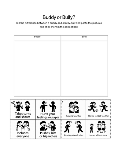 Buddy or Bully: Anti-Bullying Worksheet