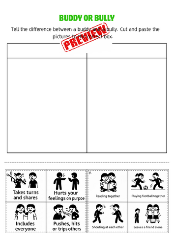Buddy or Bully: Anti-Bullying Worksheet