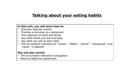 Food, drinks and mealtimes