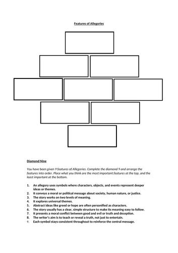 Diamond 9 - Features Of Allegories