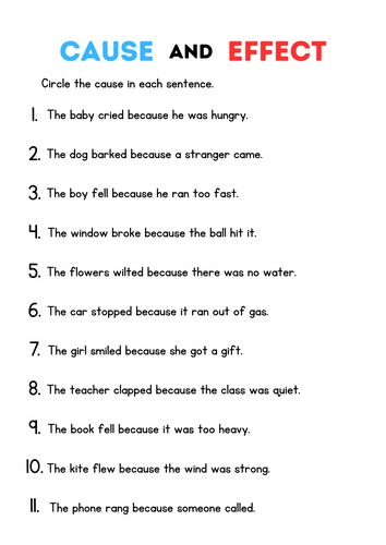 Printable Cause and Effect Worksheets – Grade 1 _ 4