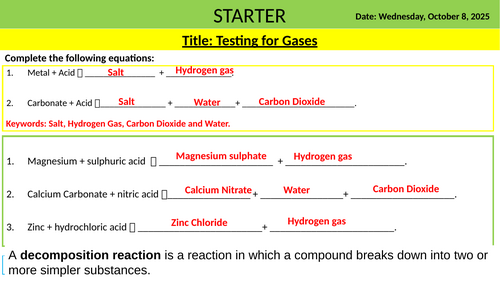Testing For Gases: GCSE