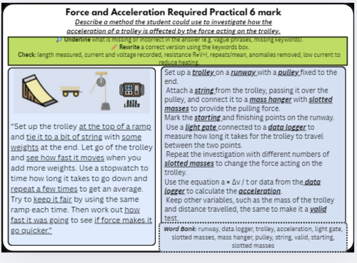 GCSE Physics 2 Required Practical – Force and Acceleration (6-Mark Exam Practice, AQA Combined)