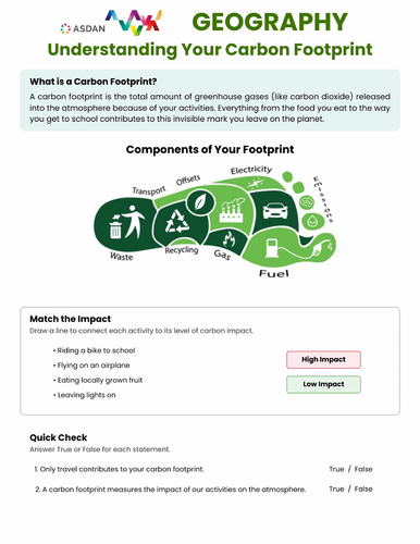 ASDAN Geography - Understanding Carbon Footprints