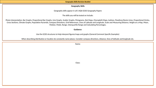 AQA GCSE Geography Skills Revision Booklet
